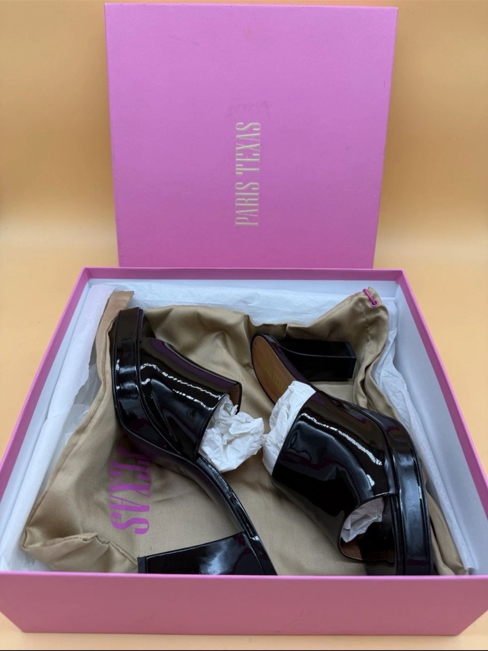 Paris Texas Milena Platform Mule Heels Black Patent Leather Size EU 39 - Picture 2 of 5